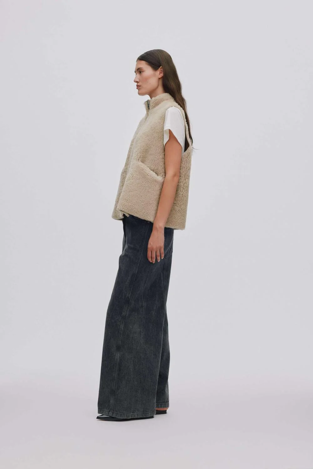 Channe Shearling vest - mørkebrun - Image 6