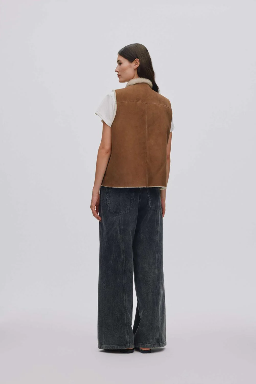 Channe Shearling vest - mørkebrun - Image 7