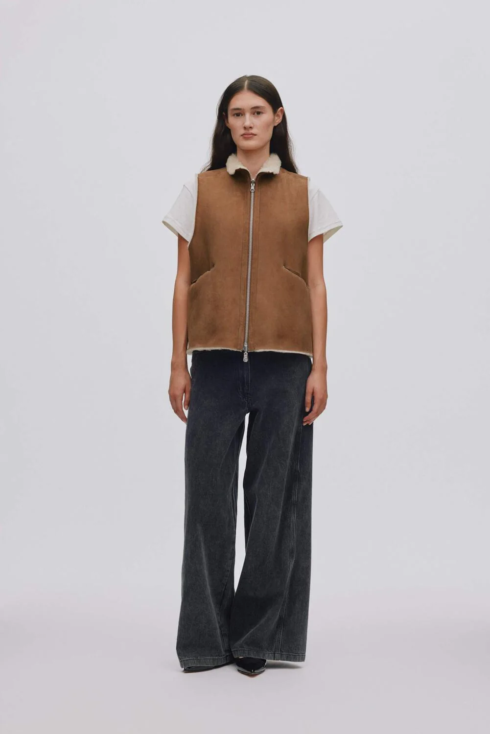 Channe Shearling vest - mørkebrun - Image 8