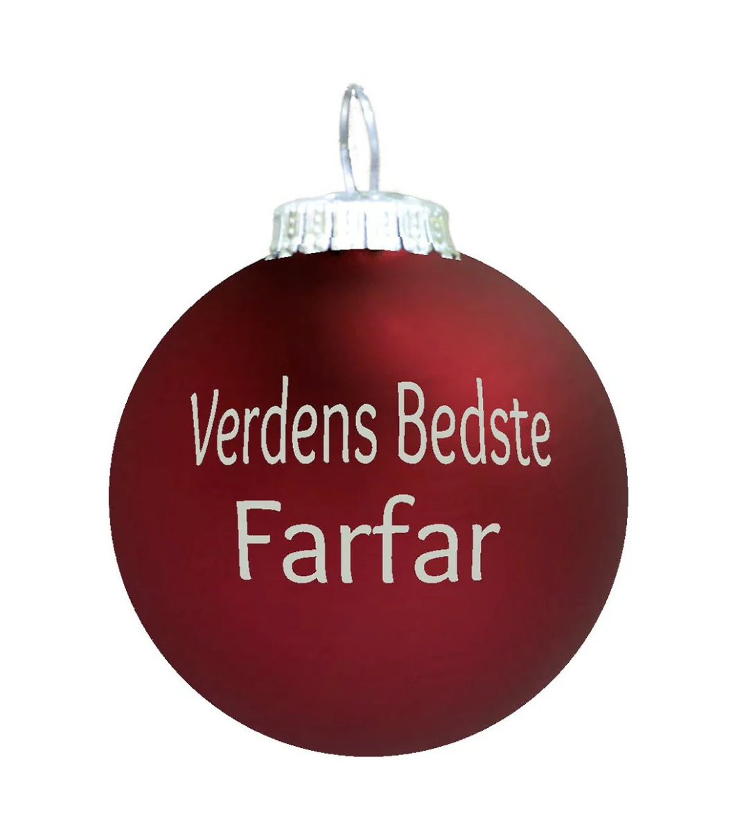 Verdens Bedste Farfar julekugle - mørk rød