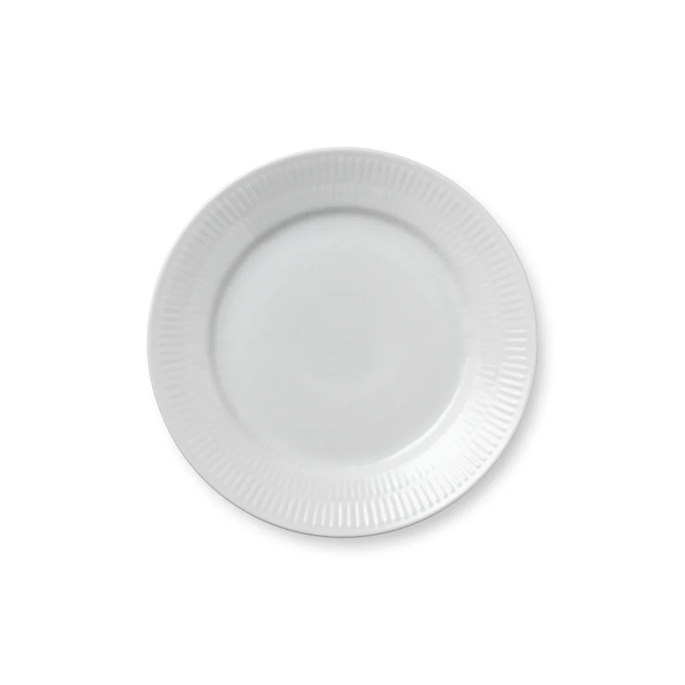 Hvid Riflet tallerken - 19 cm.