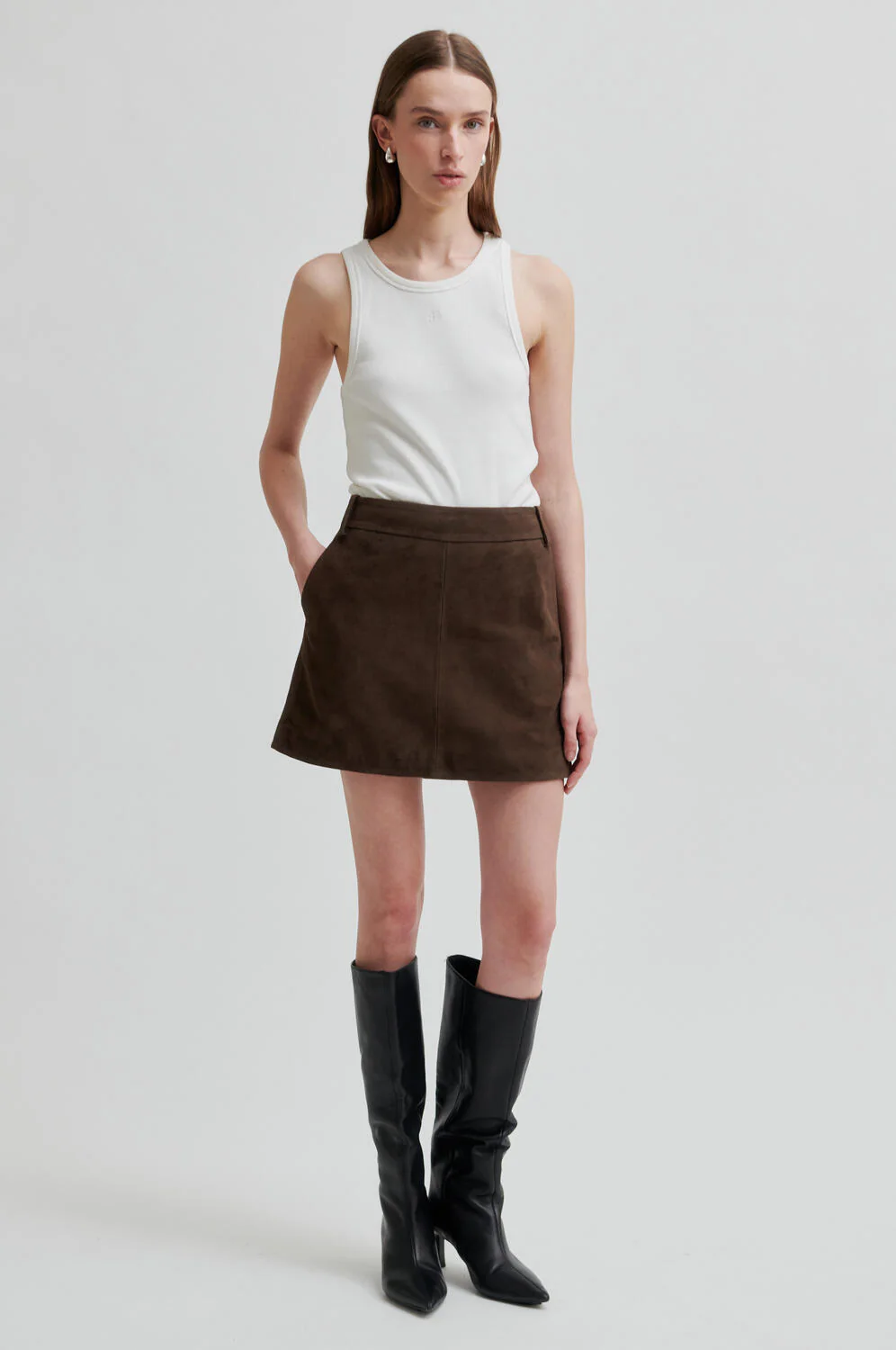 Noormie ruskind Mini nederdel - Chocolate Brown