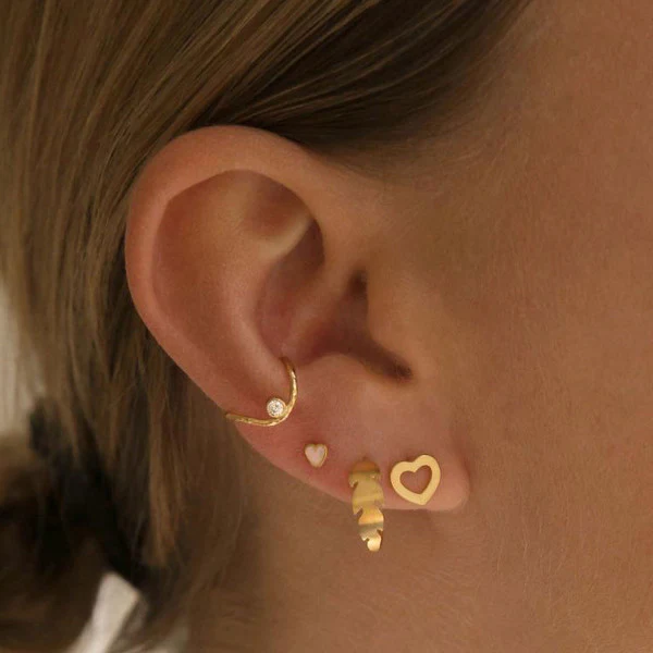 Petit Open Love Heart ørering - forgyldt - Image 3