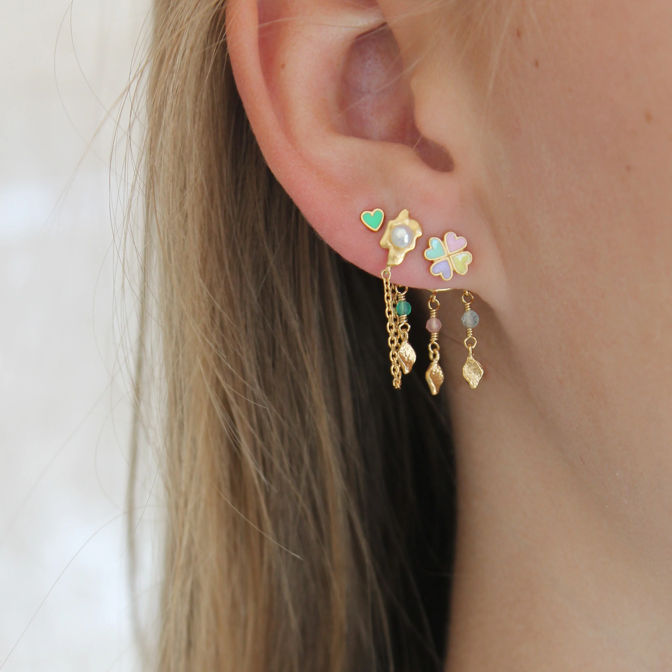 Shelly Pearl ørering - forgyldt - Image 4