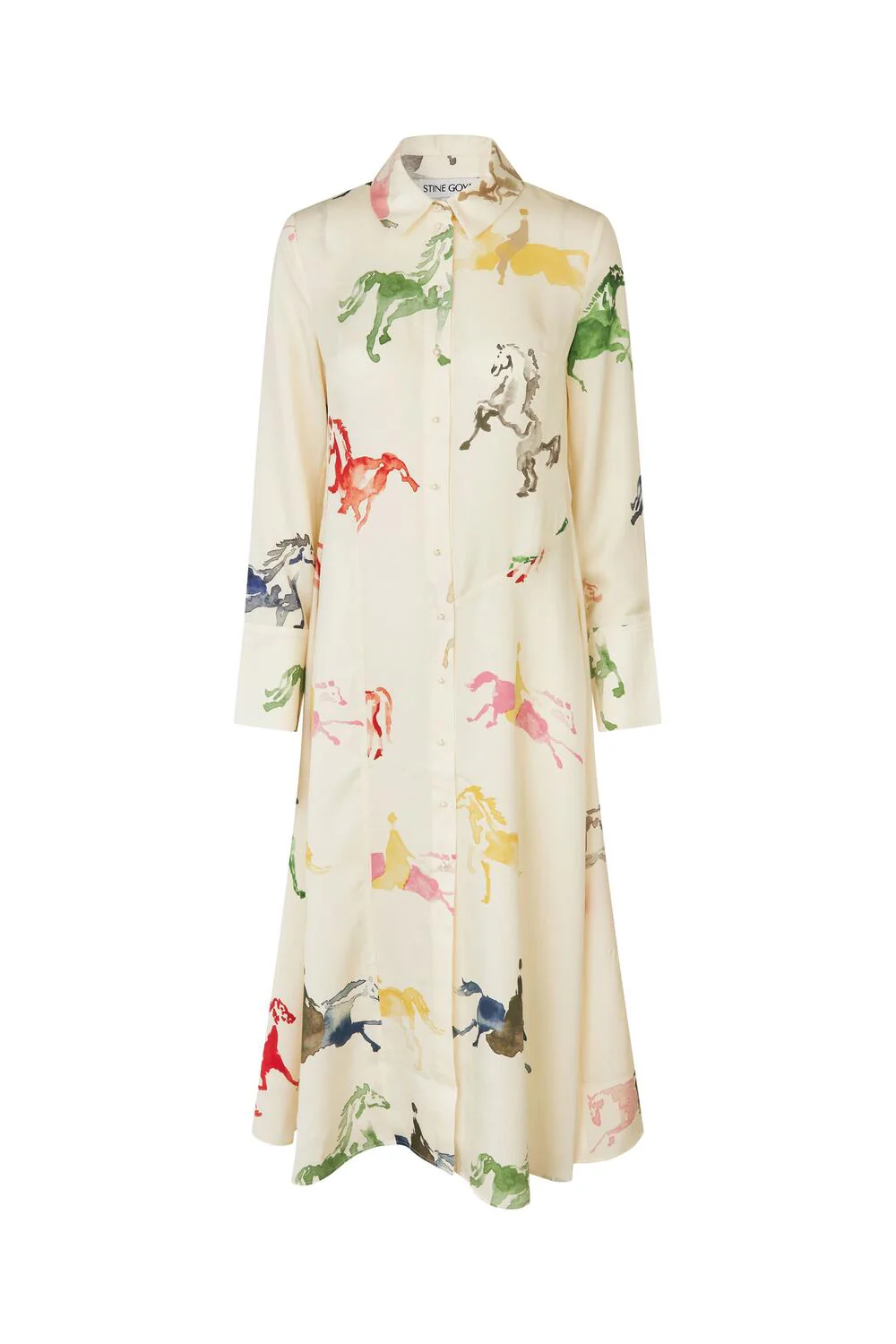2263 Front Placket midi skjortekjole - Horses - Image 2