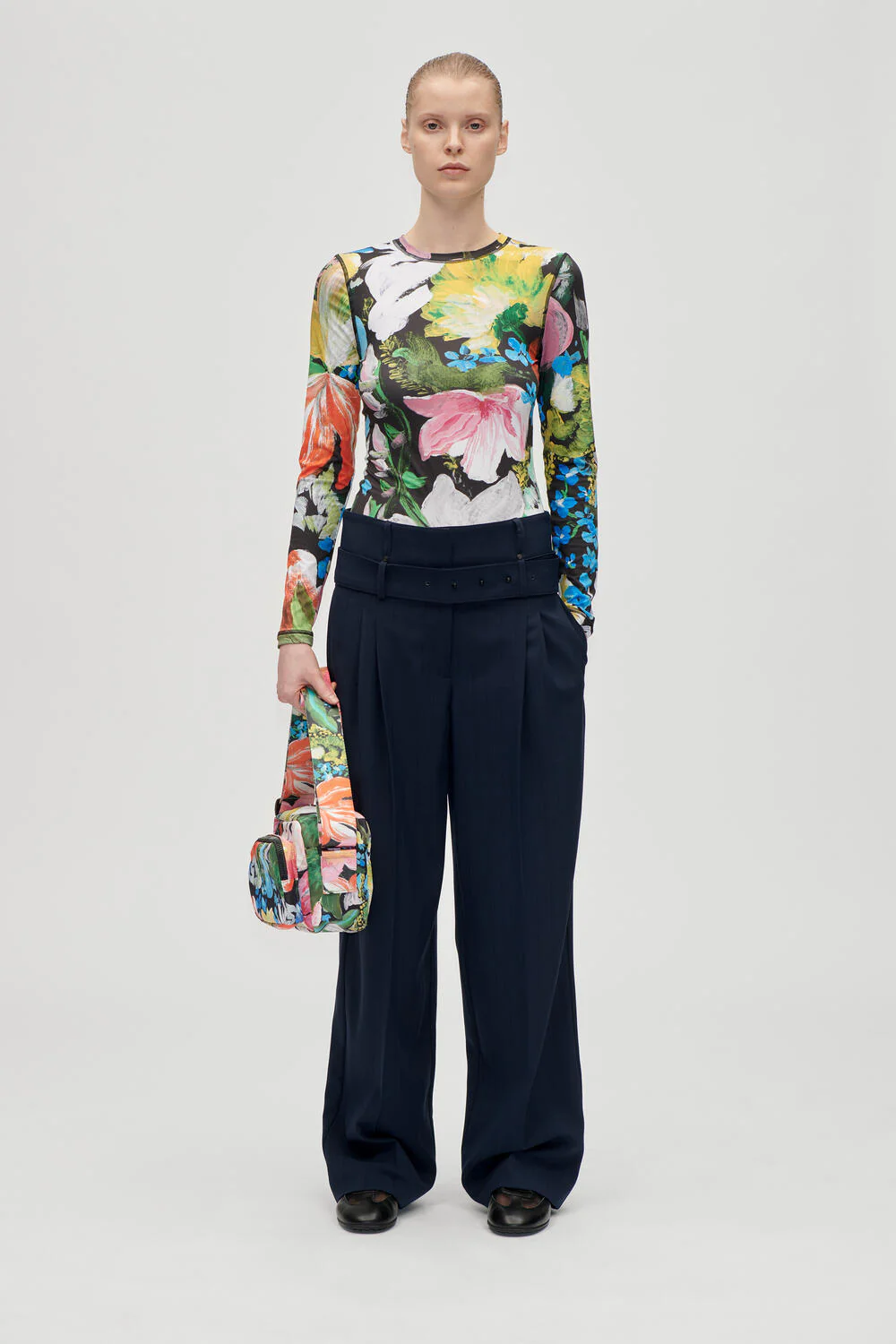 Belted Tailored bukser - mørkeblå