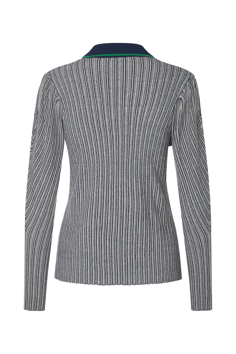 Langærmet strikket polotrøje - Soft Striped Rib - Image 5