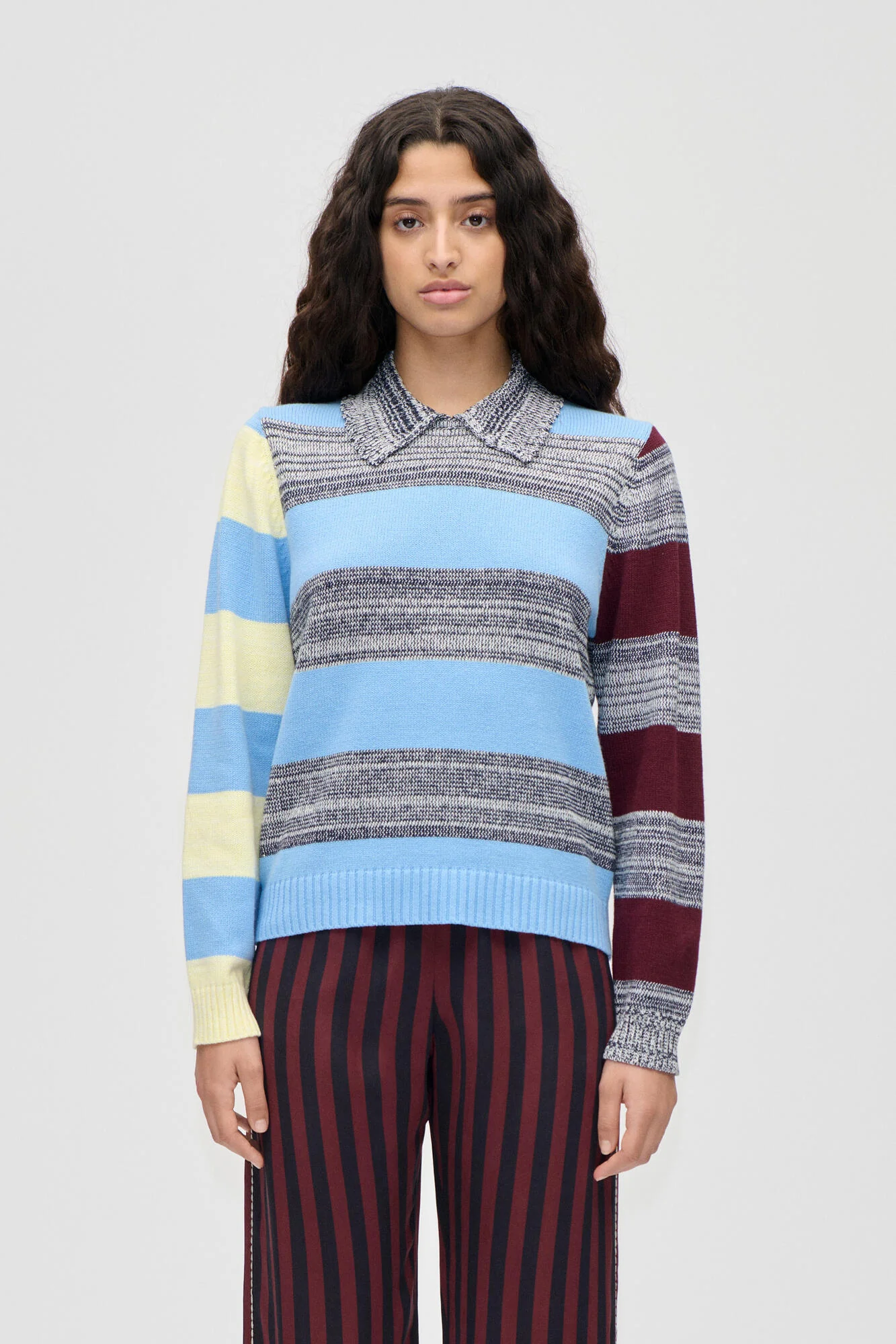 Stribet polo striktrøje - Multistripes Blue Mix