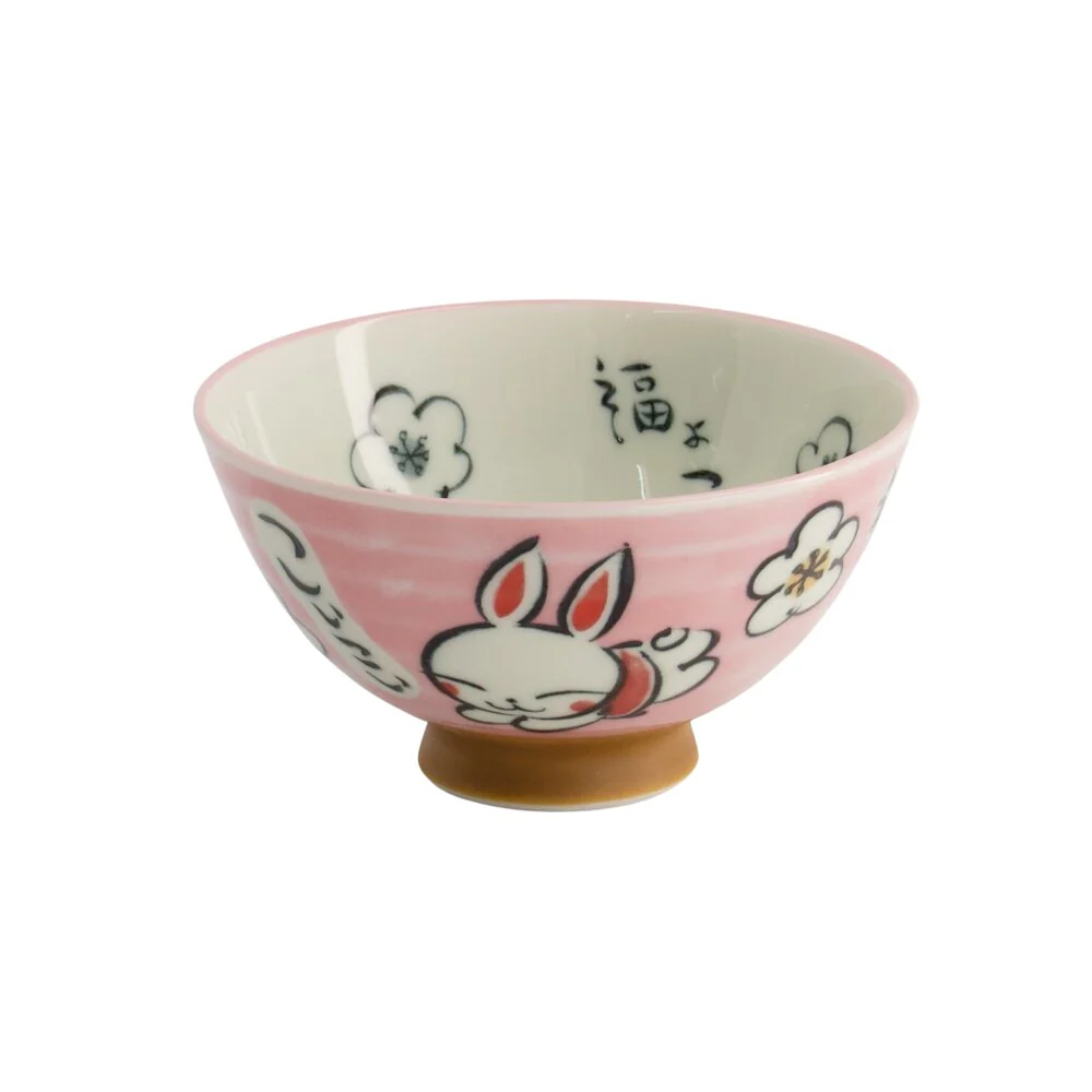 Kawaii Rabbit Rice skål, pink - 300 ml. - Image 2