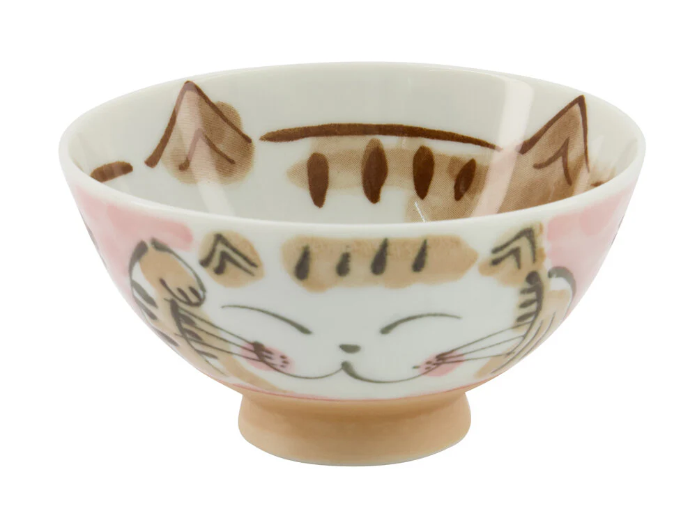 Kawaii Rice skål, Fuku Cat Neko Pink - 300 ml - Image 4