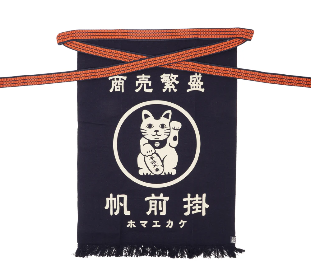 Lucky Cat Maekake forklæde - møkreblå