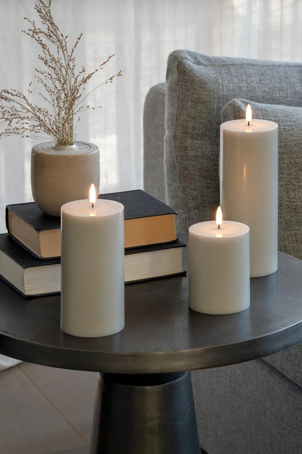LED bloklys, Oyster Grey - H15 cm - Image 2