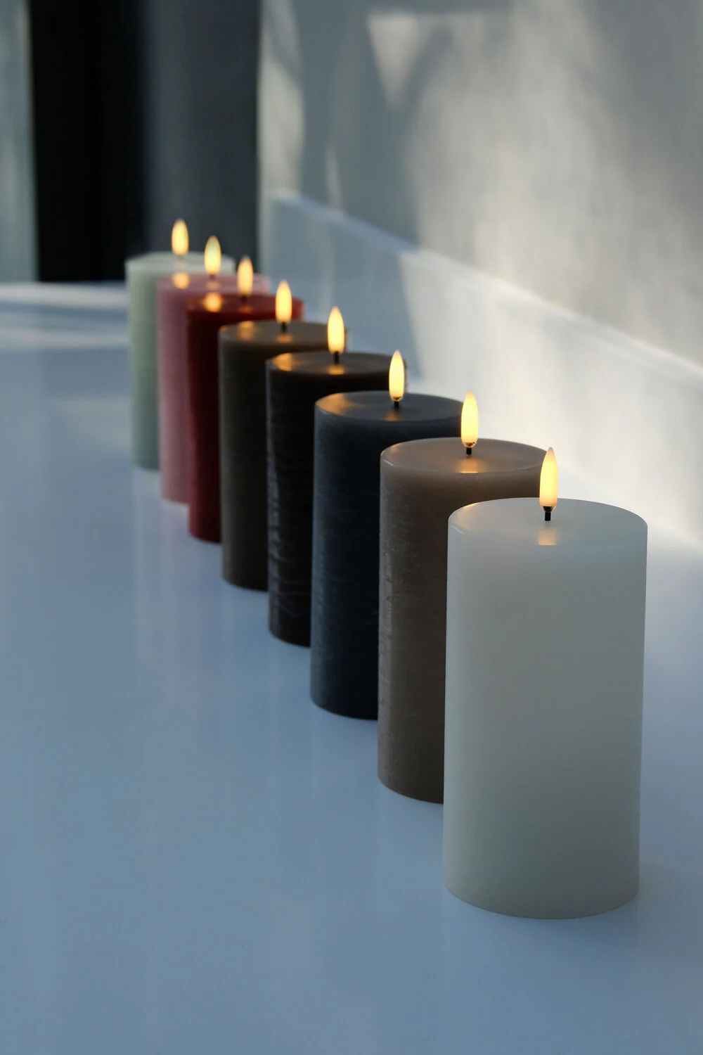 LED Rustic Pillar lys, Caramel - H15 cm. - Image 3