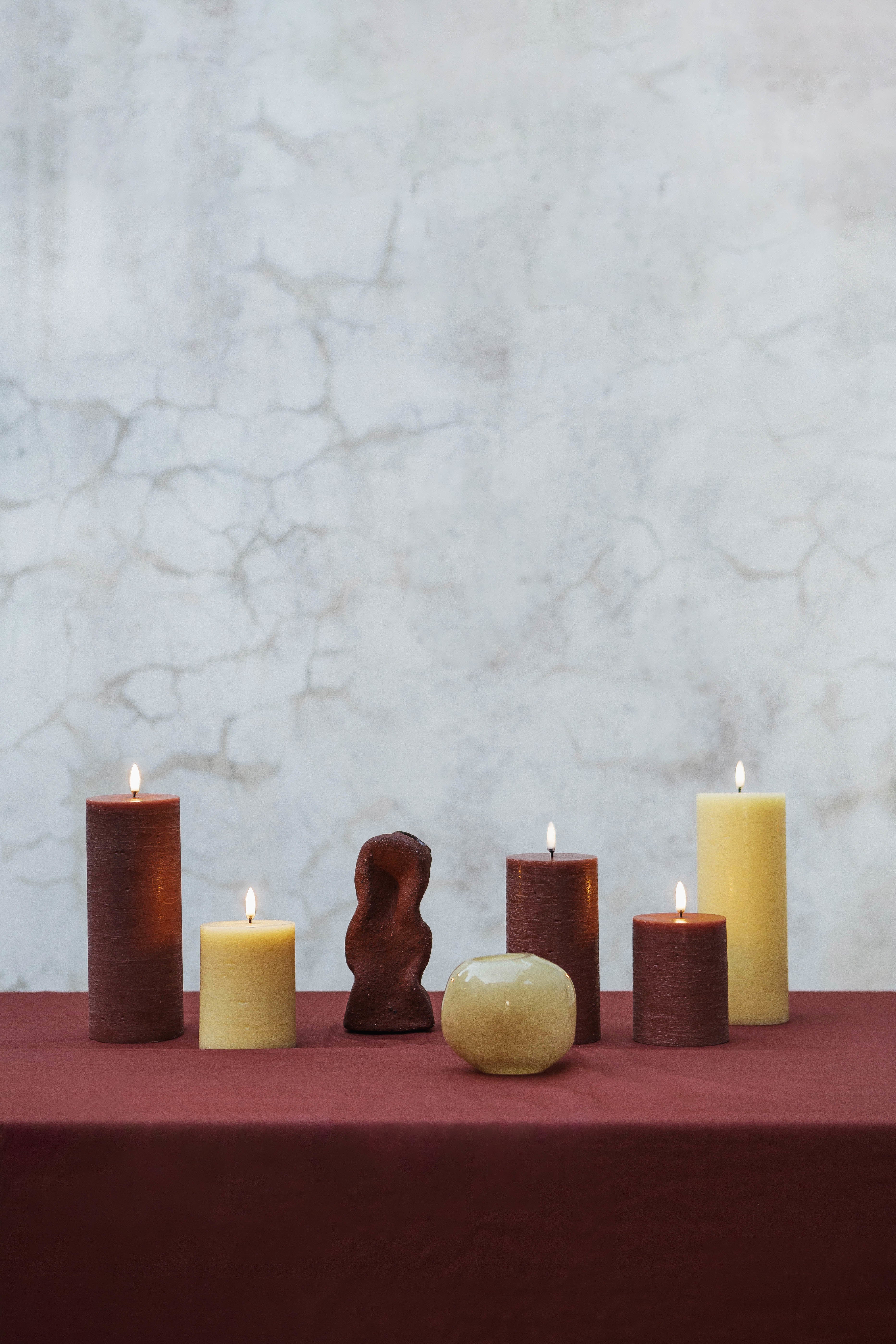 LED Rustic pillar lys, Wheat Yellow - H10 cm. - Image 4