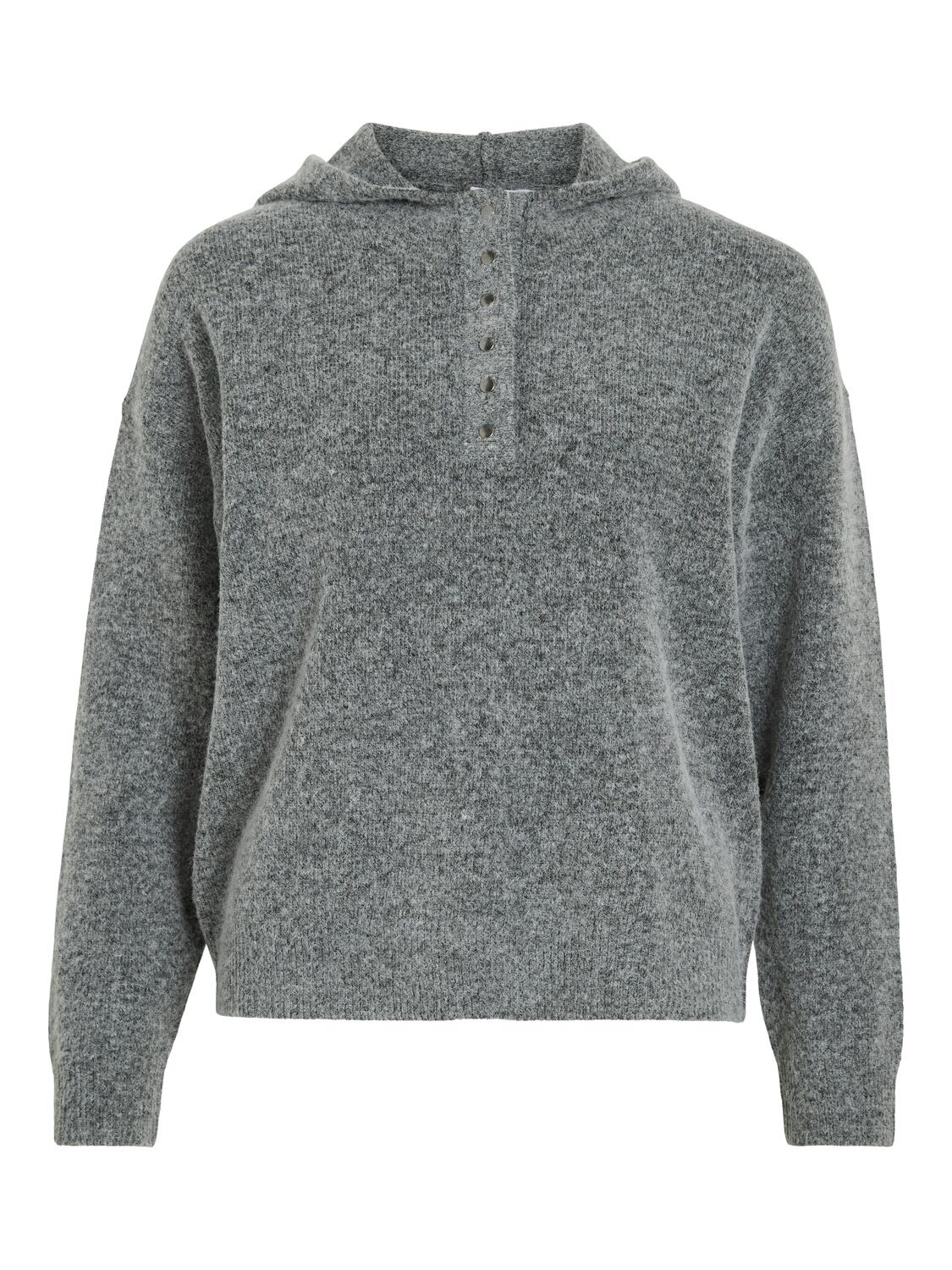 Vicasti strikket hoodie - Medium Grey Melange - Image 2