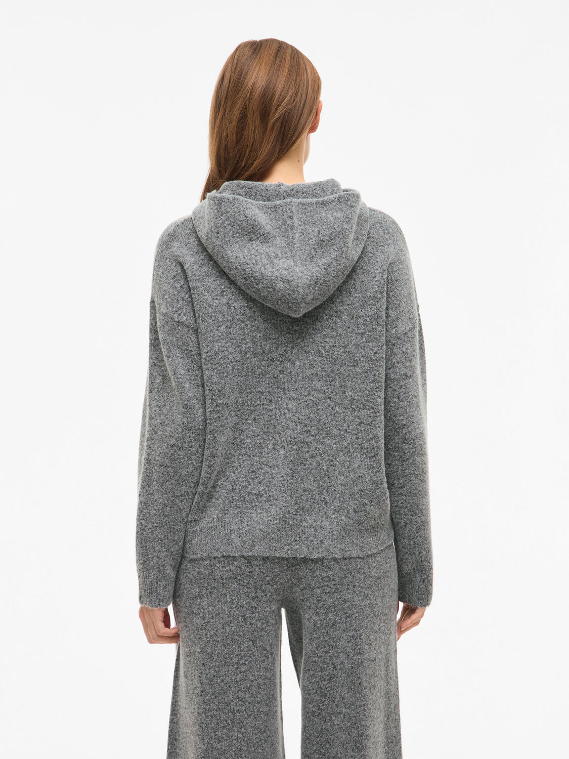 Vicasti strikket hoodie - Medium Grey Melange - Image 5