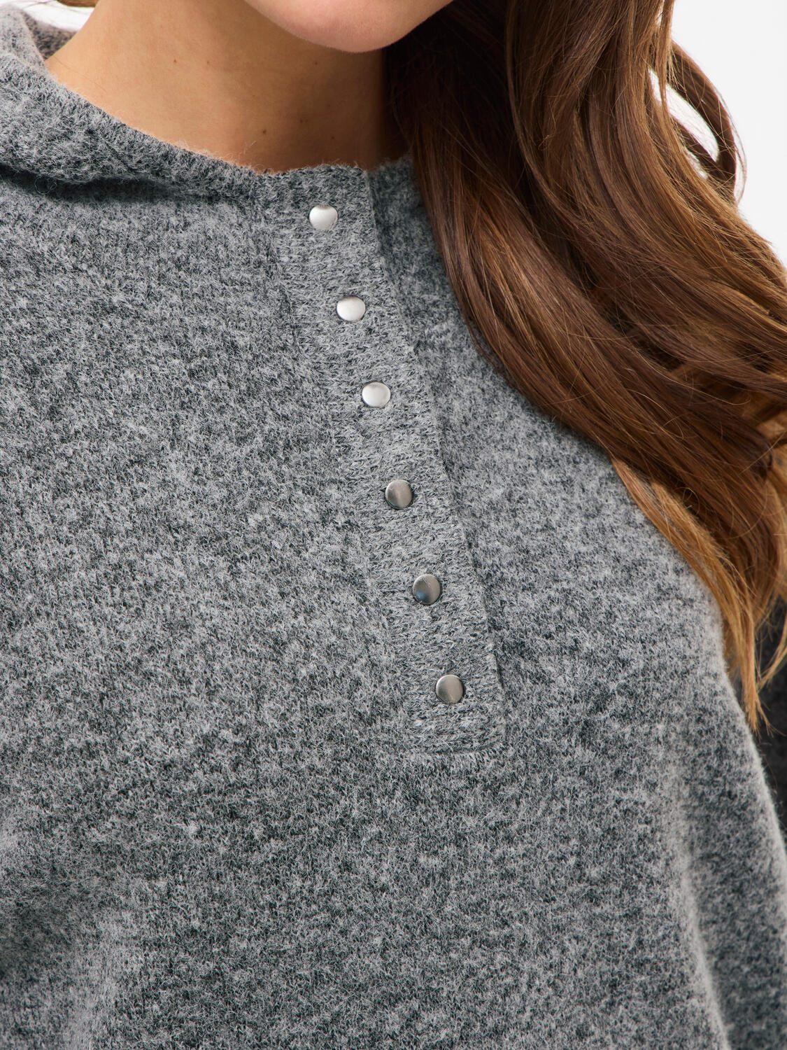 Vicasti strikket hoodie - Medium Grey Melange - Image 6