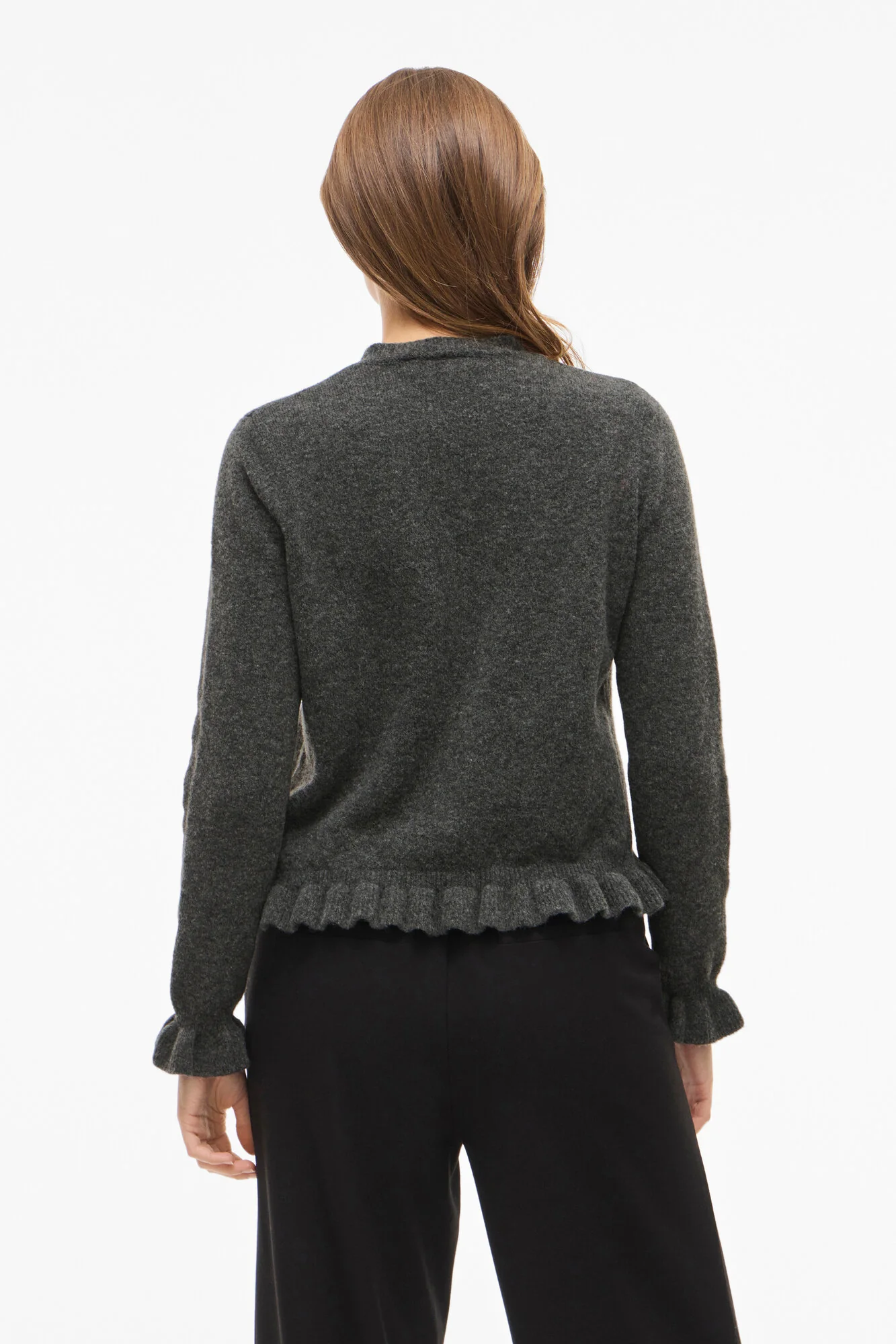 Vijacia Frill cardigan - Medium Grey Melange - Image 5