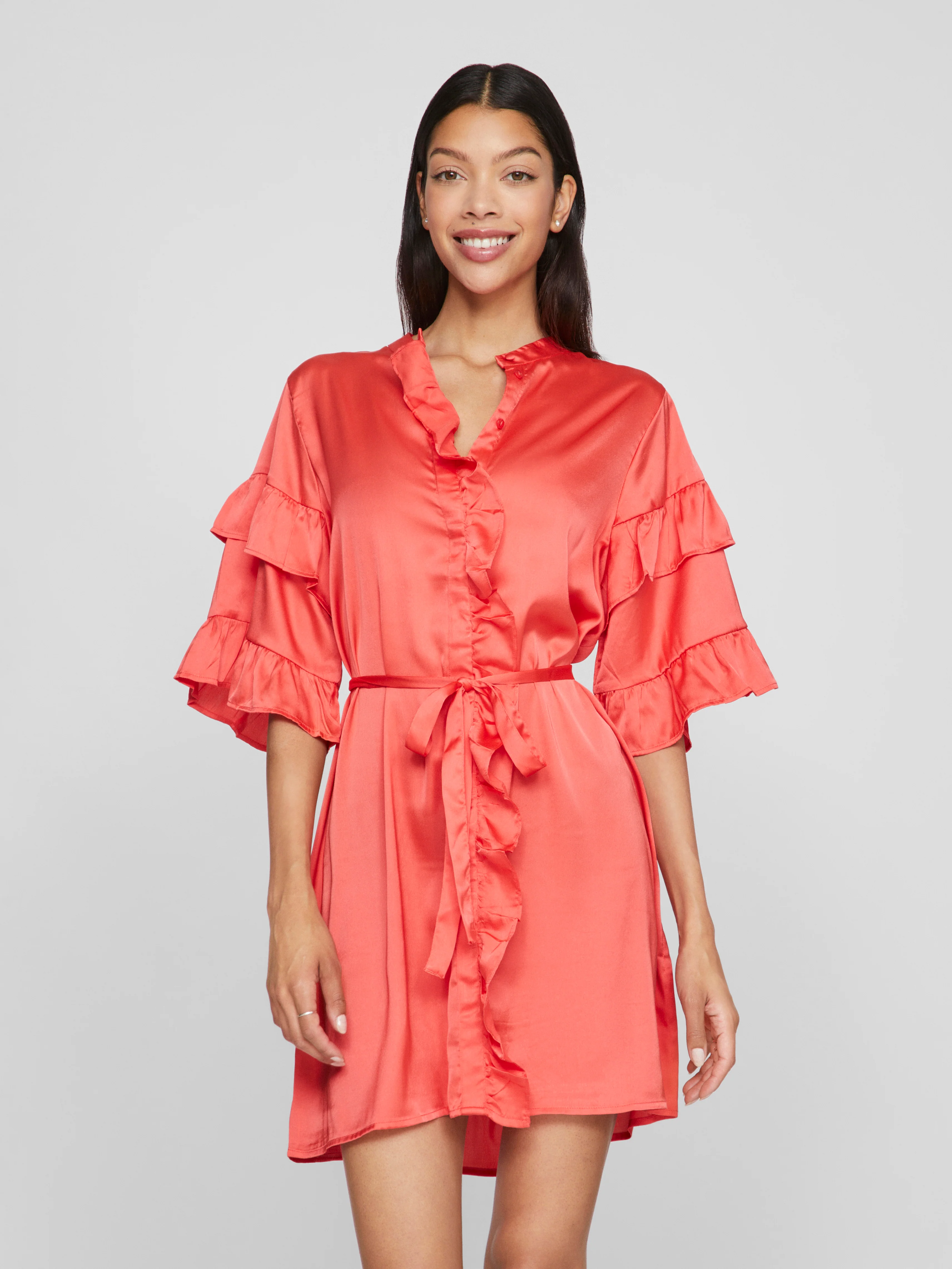 Vikavas Frill kort kjole - Poppy Red - Image 4