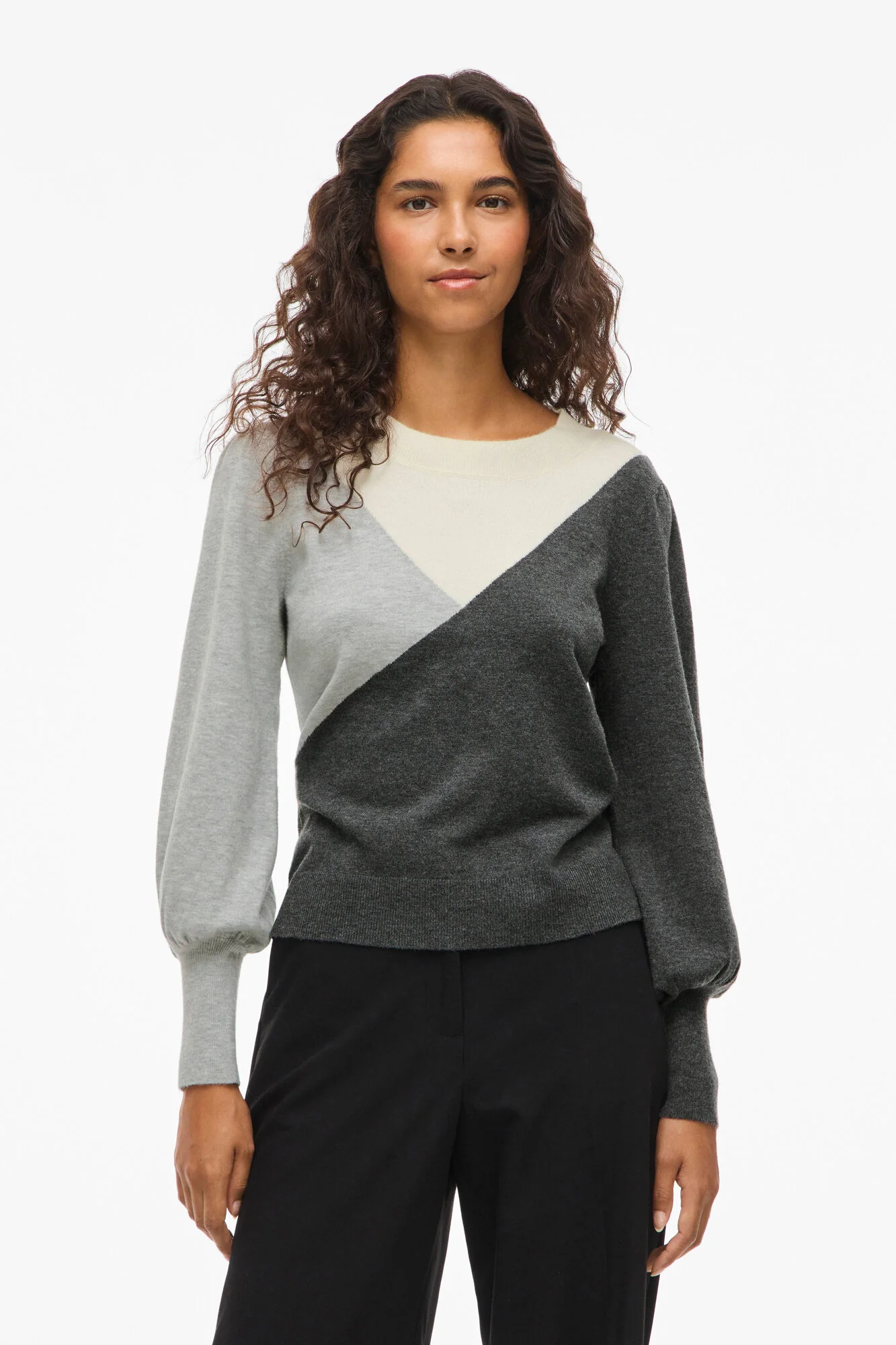 Vikerry strik bluse - Dark Grey Melange