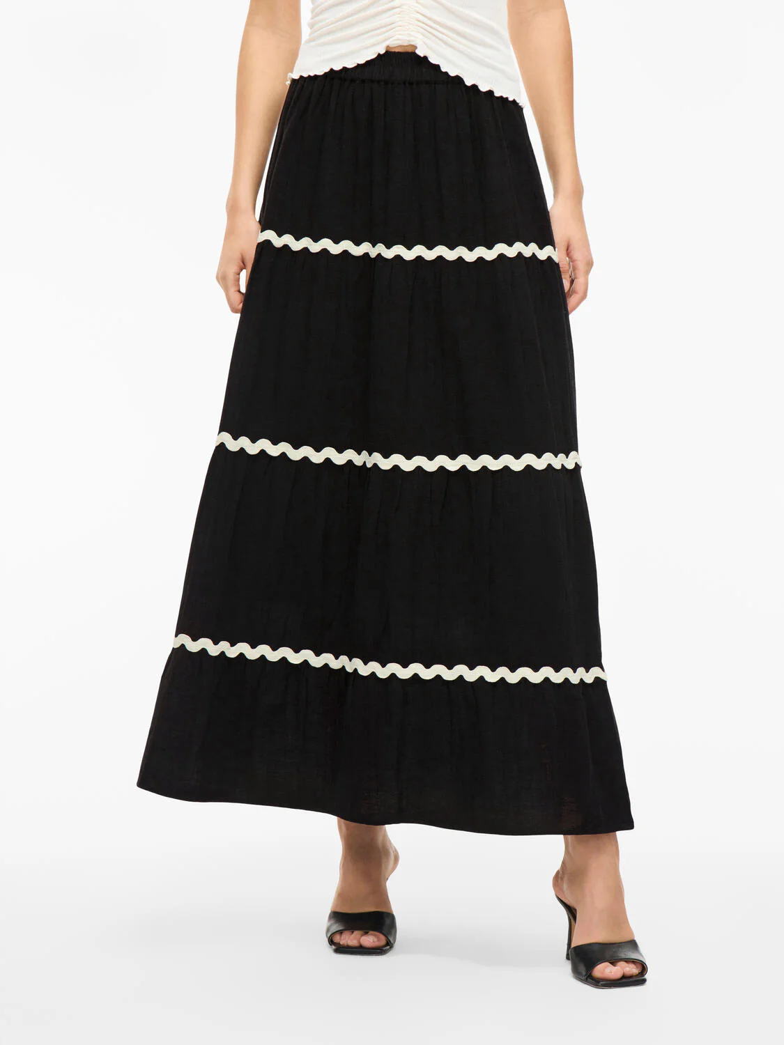 Vimanda Wavy lang nederdel - Black Beauty - Image 3