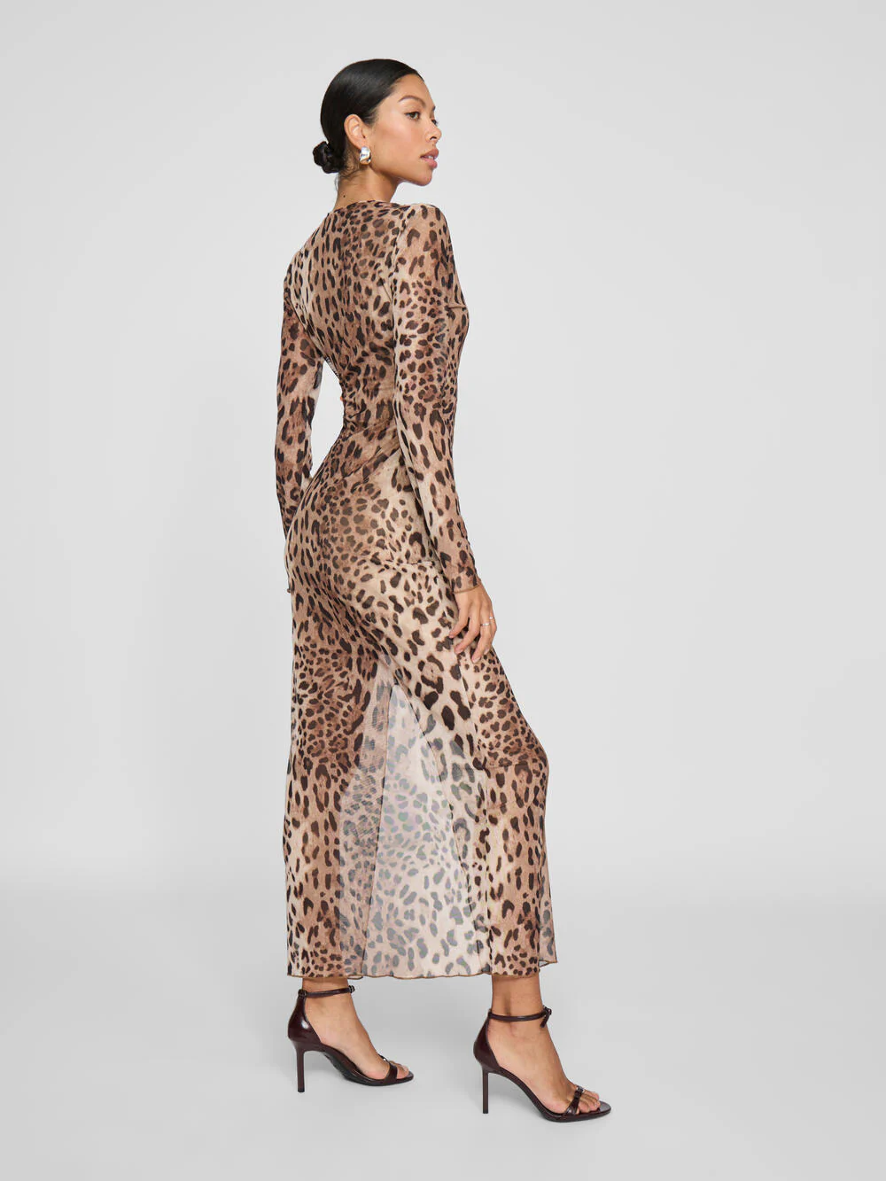 Vininna L/S Mesh midi kjole - sort - Image 4