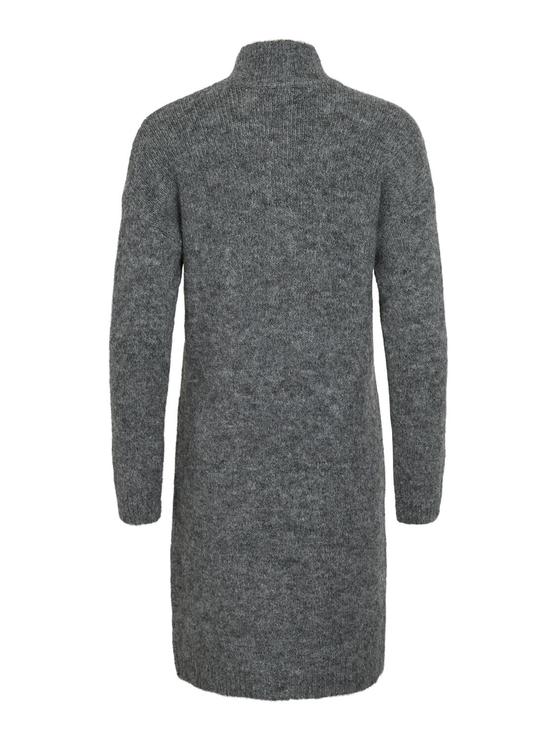 Vinynni Highneck strikkjole - Dark Grey Melange - Image 12