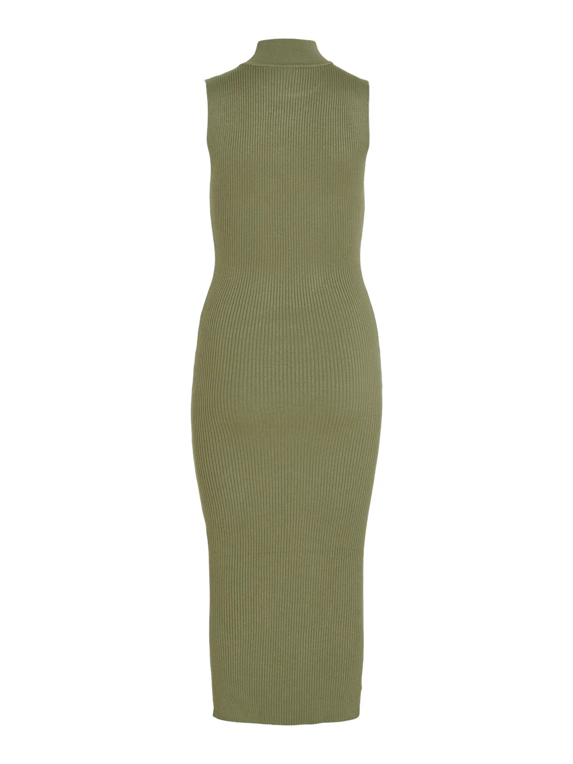Vistylie High-Neck S/L Rib Knit kjole - Oil Green - Image 6