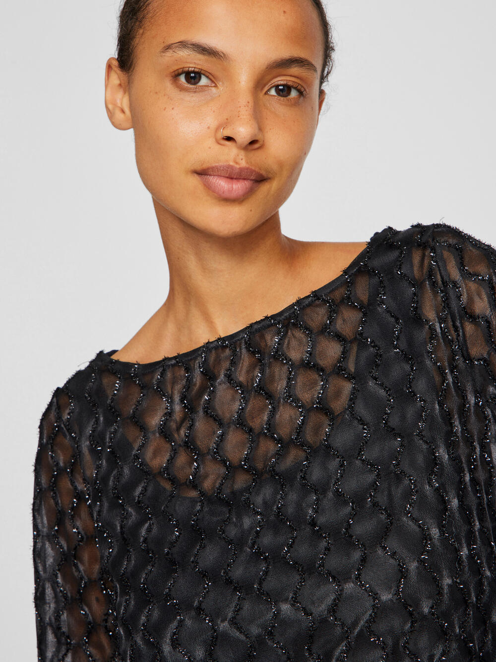 Vizalma Boatneck L/S bluse - Black Beauty - Image 4
