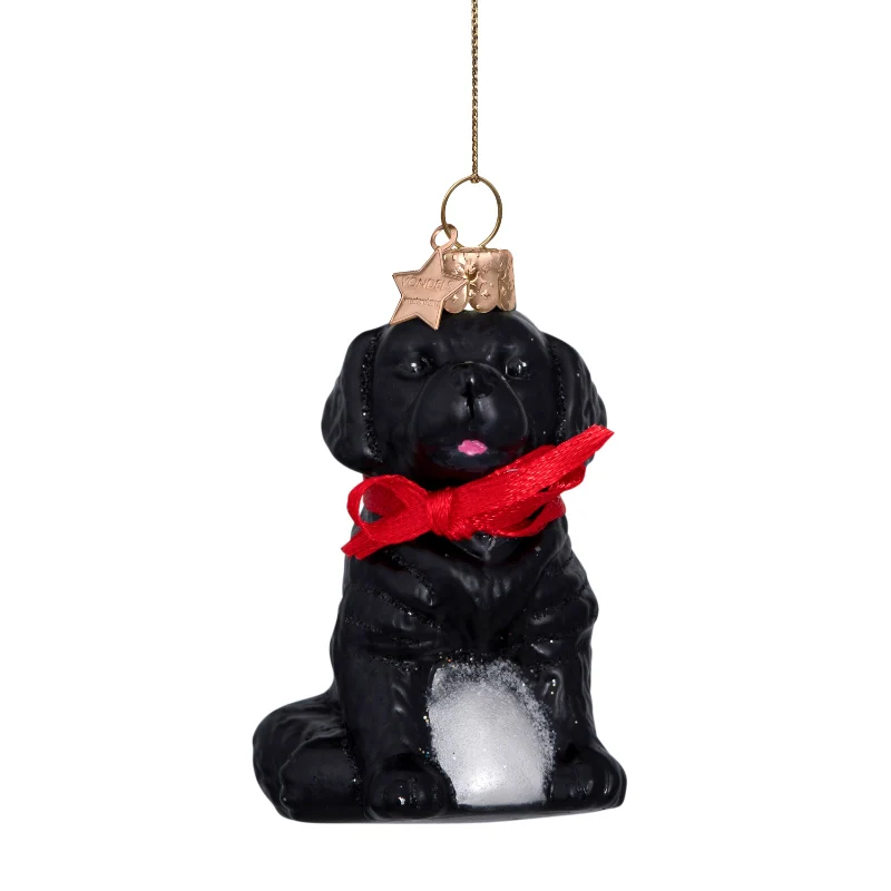 Sort labrador juleophæng - H7 cm.